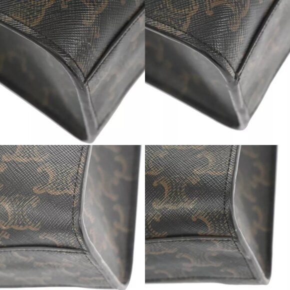 CELINE Vertical Cabas Hand Tote Bag Triomphe Canvas Leather Brown Black 680RH006 - Picture 7 of 16